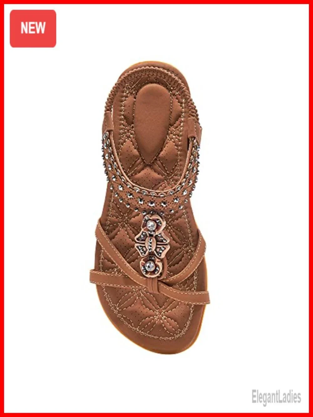 Comfort Sandals with Memory Foam Insole, Slip Resistant, Bohemian Rhinestone,